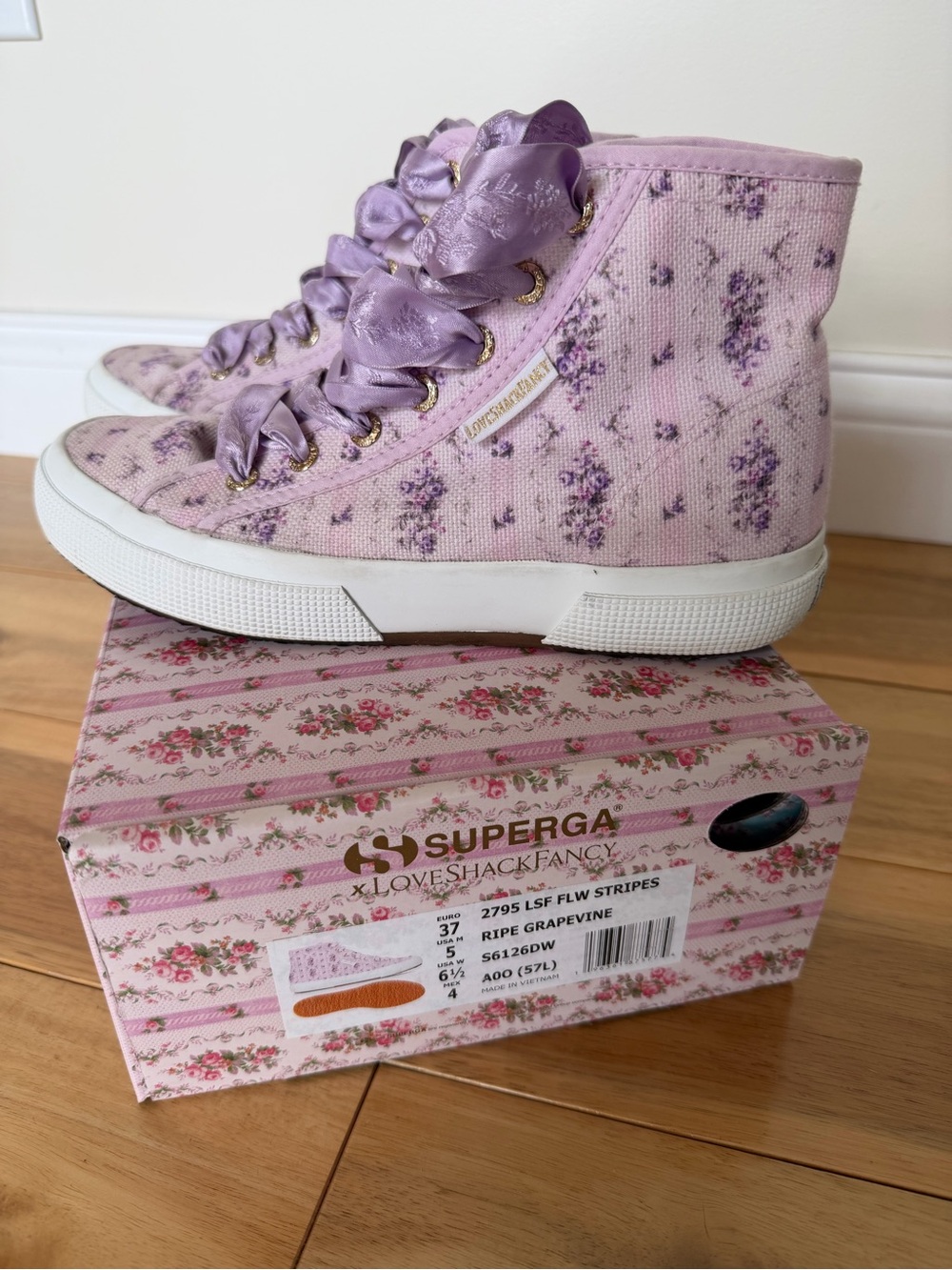 Superga Loveshackfancy Lavender Floral High-Top Sneakers